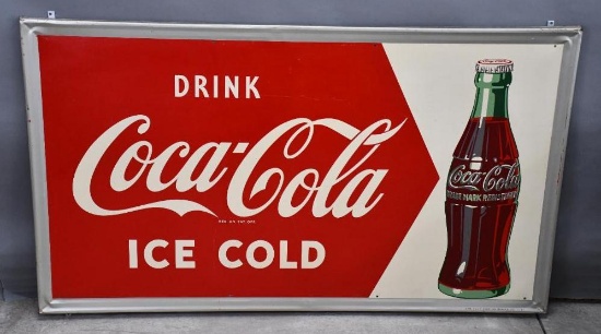 Drink Coca-Cola Ice Cold w/Bottle Metal Sign