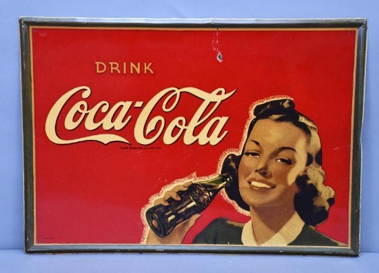 Drink Coca-Cola w/Lady Metal Sign