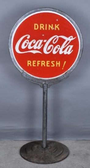 Drink! Coca-Cola Refresh Porcelain Curb Sign Stand