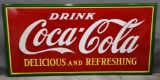 Large Drink Coca-Cola Delicious & Refreshing Porcelain Sign
