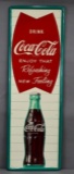Drink Coca-Cola w/Fishtail Logo & Bottle Metal Sign