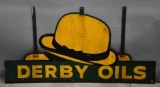 Derby Oils w/Hat Logo Metal Sign