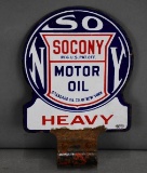 Socony Motor Oil Heavy Porcelain Lubester Paddle Sign