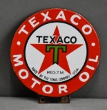 Texaco (black-T) Motor Oil Star Logo Porcelain Lubester Paddle Sign