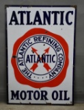 Atlantic Motor Oil w/Arrows Logo Porcelain Sign
