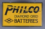 Philco Diamond Grid Batteries w/Logo Porcelain Sign
