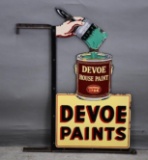 Devoe Paints w/Can, Brush & Hand Porcelain Sign
