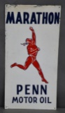 Marathon Penn Motor Oil w/Running Man Logo Metal Sign