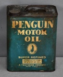 Penguin Motor Oil w/Logo Two Gallon Metal Can