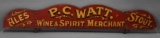 P.C. Watt Wine & Spirit Merchant Wood Sign