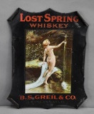 Lost Spring Whiskey w/Lady Bathing Metal Sign
