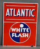 Atlantic White Flash Porcelain Pump Sign
