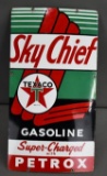 Texaco (white-T) Sky Chief Gasoline w/Petrox (ex-large) Porcelain Sign