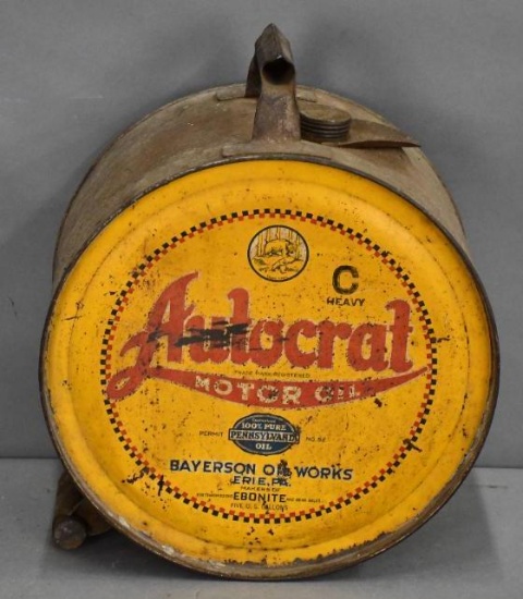 Autocrat Motor Oil Five Gallon Metal Rocker Can