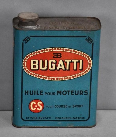 Bugatti Motor Oil One Liter Flat Metal Can w/Logo