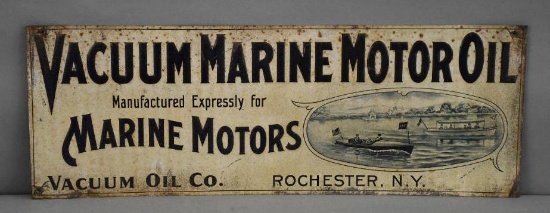 Vacuum Marine Motor Oil w/Great Graphics Metal Sign