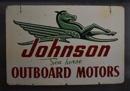 Large Johnson Sea Horse Outboard Motors w/Logo Metal Sign