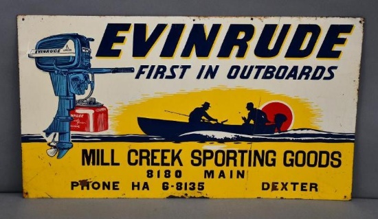 Evinrude "First in Outboards" w/Logo Metal Sign