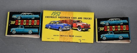 1952 & 2-1959 Chevrolet Matchbooks