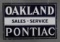 Oakland Pontiac Sales-Service Porcelain Sign (TAC)