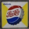Drink Pepsi-Cola w/Bottle Cap Logo Porcelain Sign (TAC)