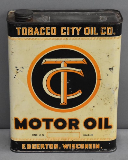 Tobacco City Motor Oil One Gallon Flat Metal Can (TAC)
