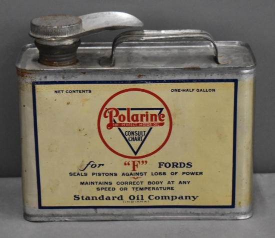 Standard Oil Polarine Motor Oil "F" for Fords Half-Gallon Metal Can (TAC)