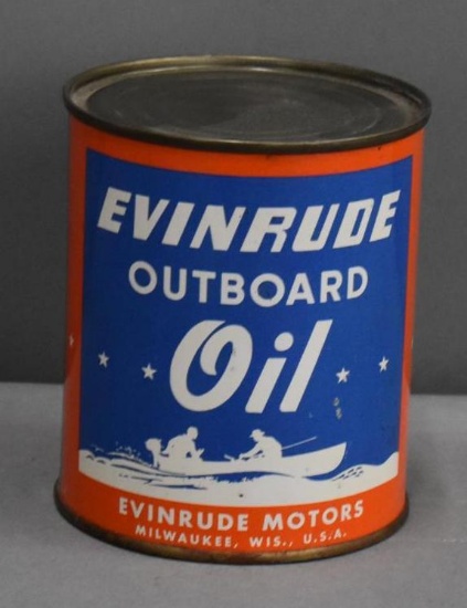 Evinrude Outboard Oil w/Logo One Pint Round Metal Can (TAC)