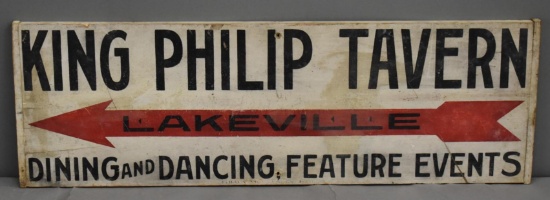 King Phillip Tavern Lakeville Dining & Dancing Wood Sign Ithaca