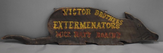 Victor Brothers Exterminator's Mice Rats Roach's Wood Sign