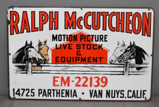Ralph McCutcheon Motion Picture Livestock Porcelain Trailer Sign (TAC)