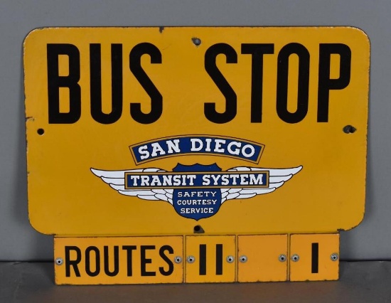 San Diego Transit System Bus Stop Porcelain Sign (TAC)