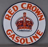 Red Crown Gasoline w/ (Orange) Logo Porcelain Sign (TAC)