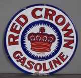 Red Crown Gasoline w/California Crown Logo Porcelain Sign (TAC)