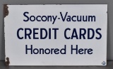 Socony-Vacuum Credit Cards Honored Here Porcelain Sign (TAC)