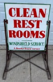 Sinclair Clean Rest Room Windshield Service Porcelain Curb Sign (TAC)