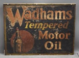 Wadhams Motor Oil Tin Smaltz Sign