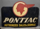 Pontiac Authorized Sales & Service w/Full Feather Logo Metal Sign (TAC)