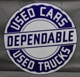 (Dodge) Dependable Used Cars Used Trucks Porcelain Sign (TAC)