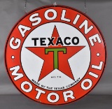 Texaco (black-T) Gasoline Motor Oil Porcelain Sign (TAC)