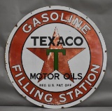 Texaco Filling Station Gasoline Motor Oil Porcelain Sign (TAC)