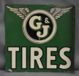 G&J Tires w/Logo Metal Flange Sign (TAC)