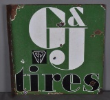 G&J Tires w/Logo Porcelain Flange Sign (TAC)