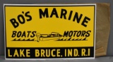 Bo's Marine Boats Motors Lake Bruce, Ind. R.I. Metal Sign (TAC)