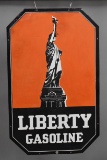 Liberty Gasoline w/Statue of Liberty Logo Porcelain Sign (TAC)