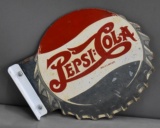 Pepsi:Cola Bottle Cap Masonite Flange Sign (TAC)