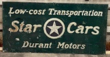 Star Cars w/Logo Durant Motors Smaltz Painted Metal Sign (TAC)(large)