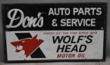 Wolf's Head Motor Oil Tin Sign w/ Privilage Pannel