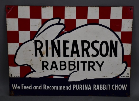 Purina Rabbit Chow "Rinearson Rabbitry" Metal Sign (TAC)
