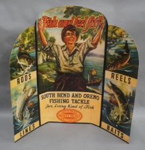 Panneau Publicitaire Vintage South Bend Tackle - Magic Snell Vinylsteel Leaders - Pêche